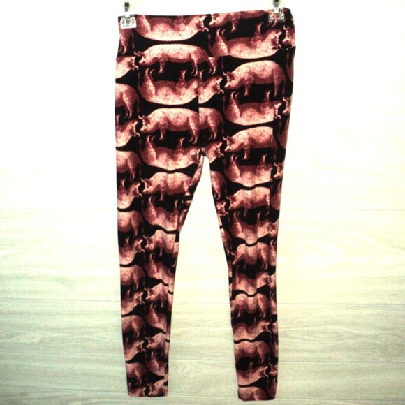 LuLaRoe Leggings Pigs One Size (2-10) Pink and Black Stretchy Polyester, Spandex - Picture 1 of 6